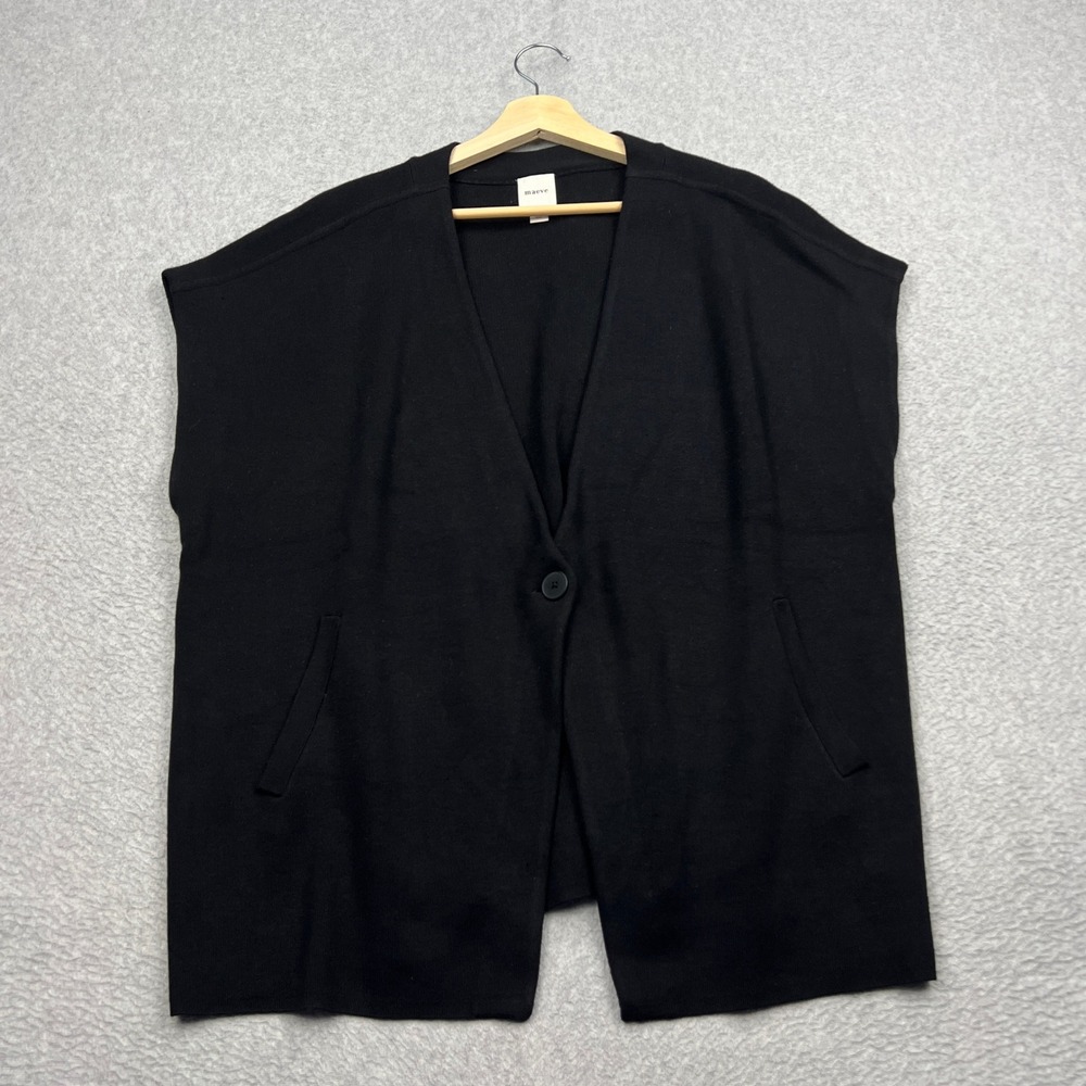 Maeve Oversized Muscle Sweater Vest Womens XL Black V-Neck Button Knit Cardigan